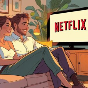 recém casados vendo netflix Um ano de Netflix para os noivos